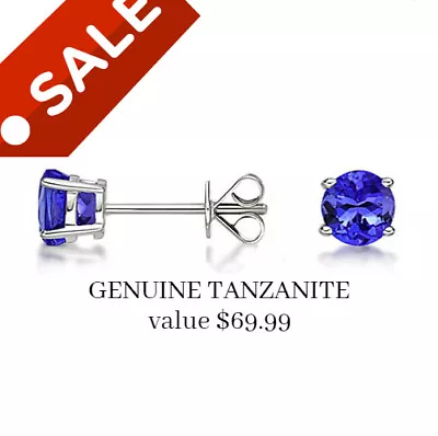 925 Sterling Silver Genuine Tanzanite Round Gemstone 4.00CT Women's Earrings • $11.99