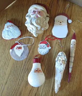 Vintage Santa Claus Head Ornaments Lot Of 8 Various Styles And Shapes • $16