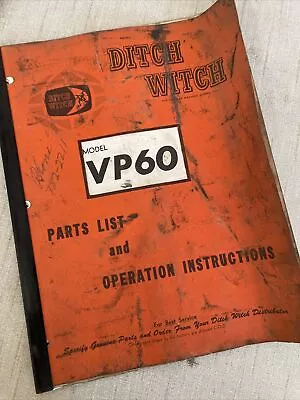 Ditch Witch Tractor VP60 Vibratory Plow Attachment Owner & Parts Manual R60 Book • $47.49