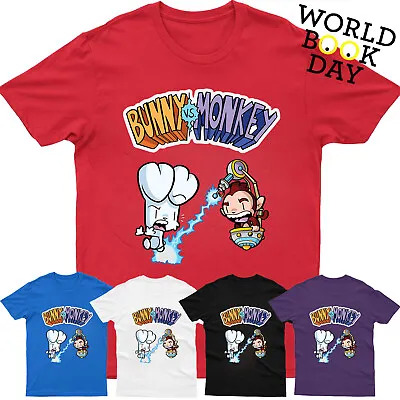 £11.99 • Buy Book Day Kids T-Shirt Bunny Vs Monkey Funny Character Book Story 2 Children Tee