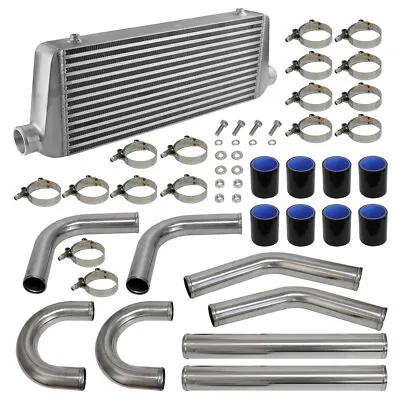 Universal 2.25  Aluminum Piping Hose Clamps +550x230x65 FMIC Intercooler Kit BK • $489.50