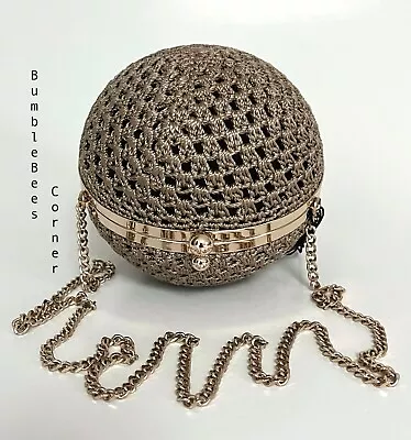 $59 • Buy ZARA Mini Shoulder Bag CROCHET NET Clutch Box BALL Strap HandBag NWT 2648/004