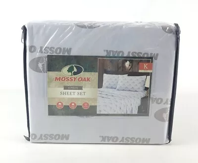 Mossy Oak Logo King Bed 4 Pc Sheet Set Light Purple Hunting Lodge Cabin Soft New • $44.55