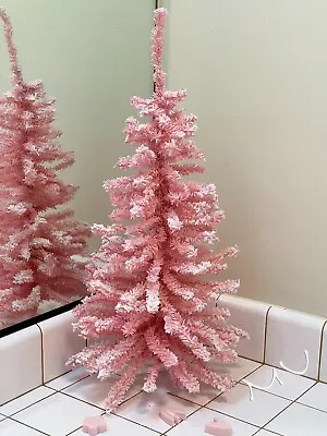 Table Top Pink Snow Flocked Christmas Tree You Choose Size • $34.99