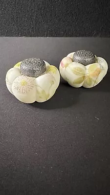 Antique Victorian Mt. Washington Glass Melon Shape Salt & Pepper Shakers • $35