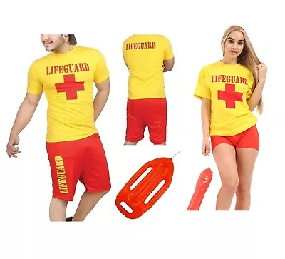 Fancy Dress Shorts & T-shirt Lifeguard Party Costume Set Baywatch Hen Stag Float • £12.49