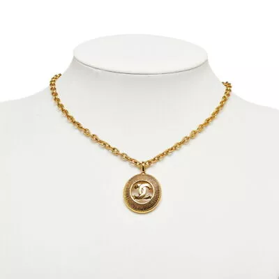 Chanel Coco Mark Round Necklace Gold Plated Women's Accessories Vintage • $1402.79