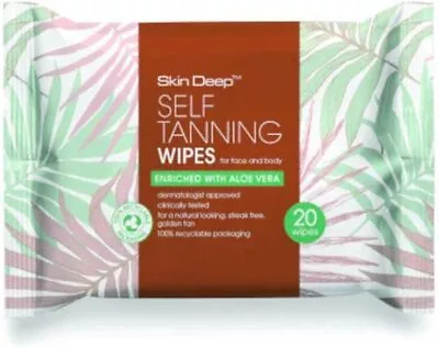 Skin Deep Self Tanning Wipes - 60 Wipes (3 Packs Of 20 Wipes) Fast & Genuine UK • £8.25