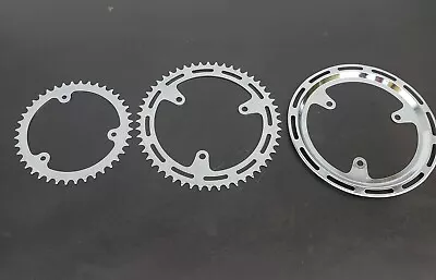 Nervar Chainrings 52t 40t Chrome 3 Bolt Guard 116 BCD French TA • $44.99