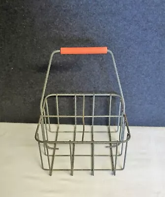 Vintage Wire Milk Bottle Carrier Wire Basket Red Handle 1 Qt Size Bottle • $33