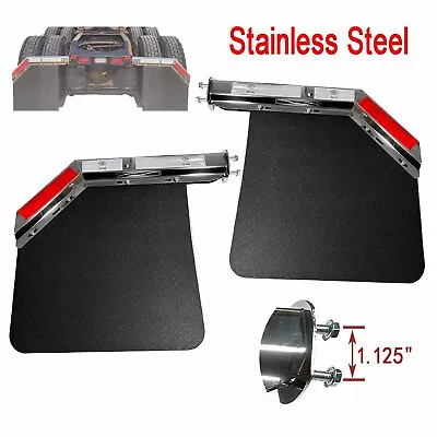 HD Spring Loaded Mudflap Hanger Angled Stainless 1.125 & Mud Flap For Semi Truck • $133.24