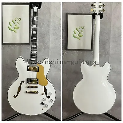 Custom Semi Hollow Body White Electric Guitar Mahogany Neck HH Pickups 6 String • $286.70