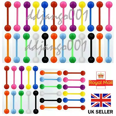 £1.94 • Buy Plastic Tongue Bars Lip Barbell Nipple Bar Belly Tragus Eyebrow Piercing Bars UK