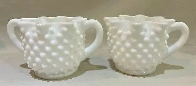 Fenton Milk Glass Hobnail Star Top Sugar Creamer Set MCM 1960s VTG • $15