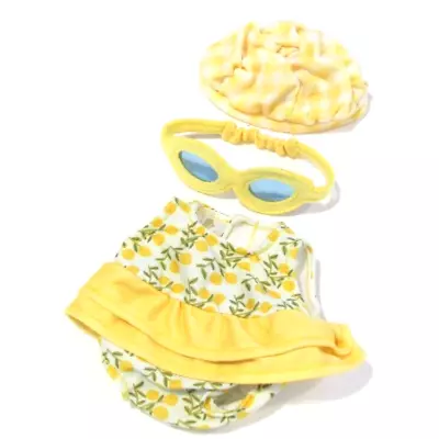 Manhattan Toy Wee Baby Stella Doll 3 Piece Swimsuit Set Sunglasses Cap Yellow • $7