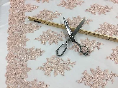 Italian Blush Pink Flowers Embroider Mesh Lace. Wedding/Bridal Fabric.sold Yard. • $22.99