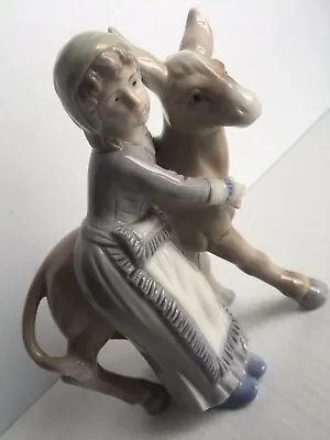 Vintage Ardalt Lenwile China Girl & Donkey Figurine Japan • $25