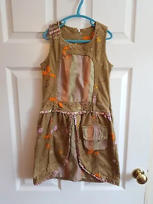 Girls Khaki Green Earthy Print Cakewalk Kids Winter Dress.Age 8 Years Eur 128. • £14.97