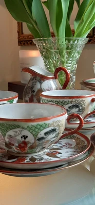£35 • Buy Japanese Eggshell/ China Part Tea Set Handpainted/ Kutani/geisha Image