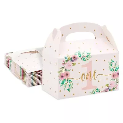 24 Pack Pink Floral Gift Boxes For 1st Birthday Party Favors - Goodie Gable B... • $20.18