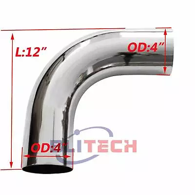 4 Inch 4 OD X 12  12 Inch Length Chrome Truck Exhaust Elbow Pipe 90 Degree Tube • $41.94