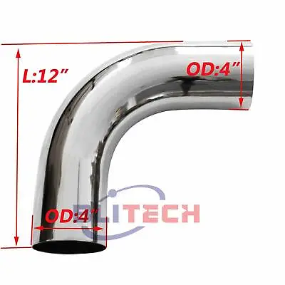 4  Inch OD X 12  Inch Length Chrome Truck Exhaust Elbow Pipe 90 Degree Tube Tip • $41.94