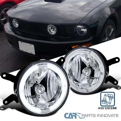 Fits Ford 2005-2009 Mustang GT Clear Halo Fog Lights Driving Bumper Lamps Pair • $98.95