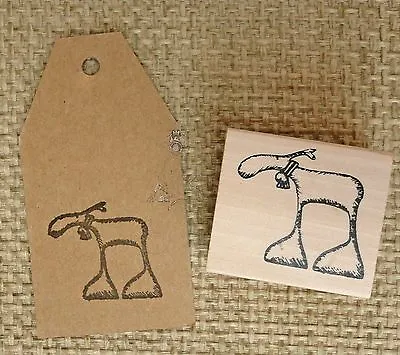 East Of India Christmas Reindeer Wooden Rubber Stamping Gift Tags Card Craft • £3.49