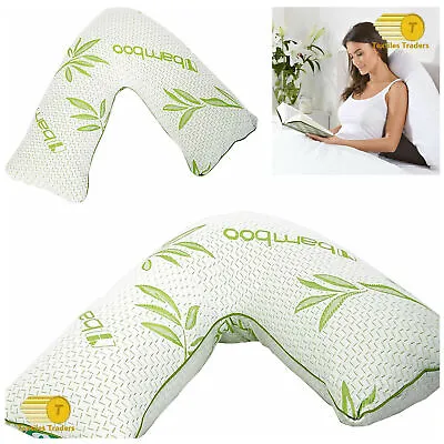 £22.90 • Buy Bamboo V Shape Memory Foam Pillow Orthopedic Back Maternity Pregnancy Nursing