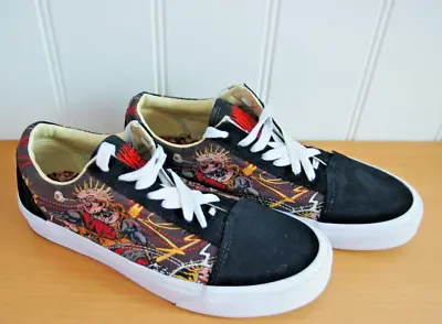 Dwiky.ka Art Vans Shoes UK 7 RARE NEW Skate Trainers Sneakers Black Cartoon • £42.70