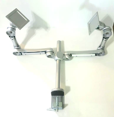 $4.99 • Buy Universal Dual Monitor Arms Desk Mount Computer Monitor Pole Heavy Silver