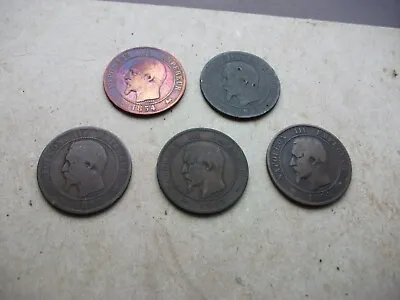 5 France Coins - 10 Centimes (Napoleon III) - See Below For Details • £5