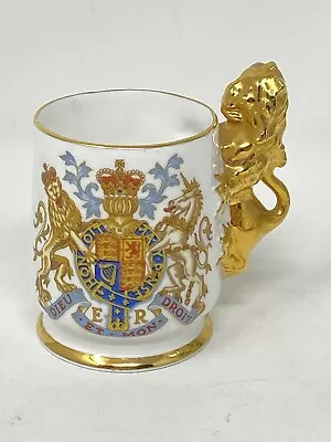 Crown Staffordshire Arthur Fowker Coronation Queen Elizabeth 1953 Cup Gold Lion • $29.95