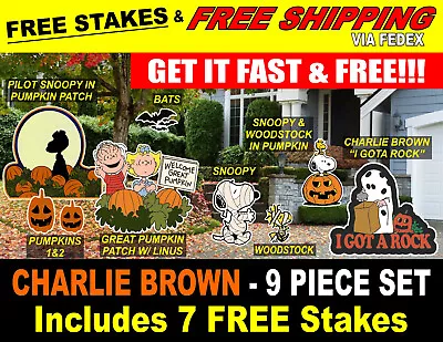 Big Yard Signs - Peanuts - Charlie Brown - Halloween Lawn Décor Set 9pcs • $175