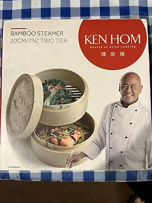 Ken Hom Excellence 2-Tier Authentic Chinese Bamboo Steamer - Rice/Fish/Veg 20cm • £12