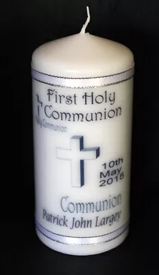 1st Holy Communion Candle Personalised Gift White Ribbon Cross  Cellini Candles • £19.99