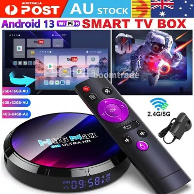 Upgraded H96 MAX Smart Android 13.0 TV Box Quad Core 8K 4K HD Stream Player 128G • $52.99