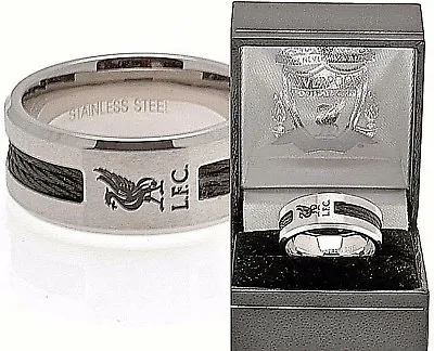 £22.75 • Buy Liverpool Fc Stainless Steel Black Inlay Band Ring Size R U X In Lfc Gift Box