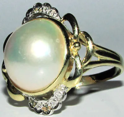 Estate Diamonds Mabe Pearl Cocktail Ring 14kt+ • $550