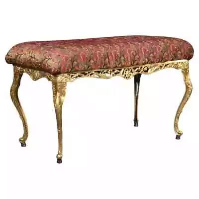 Antique Vintage Upholstered Louis XV Style Brass Bench Ottoman • $1095