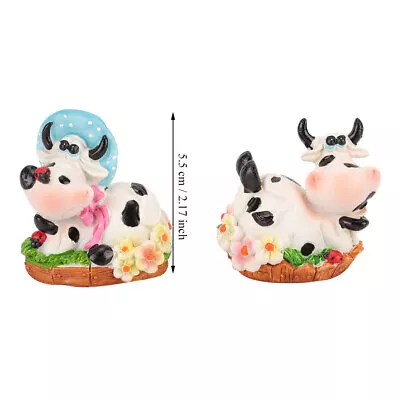 2PCS Resin Simulated Cow- Shape Garden Statue Outdoor Sculpture Lawn Garden AS • £9.31