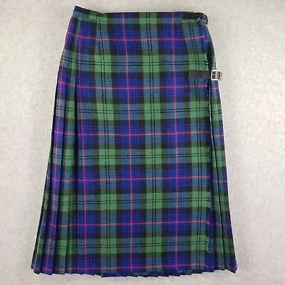 Archie Brown & Son Kilt Womens 10 Wool Skirt Blue Green Red Plaid Pleated Ladies • $42.97