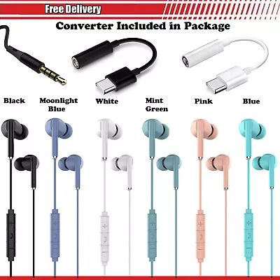 In Ear Headphones MIC Earphones Converter For Samsung S24 S23 S22 S21+ Ultra 5G • £5.75