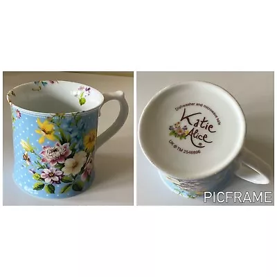 Katie Alice English Garden Blue Tankard Mug Vintage Porcelain Floral • £5.99