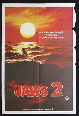 JAWS 2 1978 Rare Australian Movie Poster Sunset Teaser Great White Shark • $99