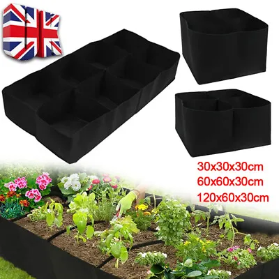 Large 8Gird Fabric Raised Bed Garden Flower Grow Bag For Vegetable Flower Fruits • £4.99