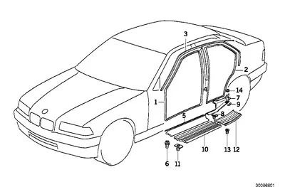 BMW E36 318 323 325 328 M3 SEDAN 92-99 OEM Front Right DOOR WEATHER STRIP GASKET • $116.21