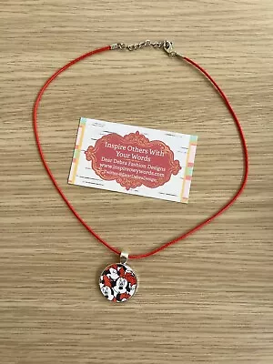 Minnie Mouse Design Round Pendant Red Adjustable Necklace • $2.89