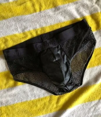 Candyman Black Fishnet/Shiny Lycra Underwear Briefs Large • $20