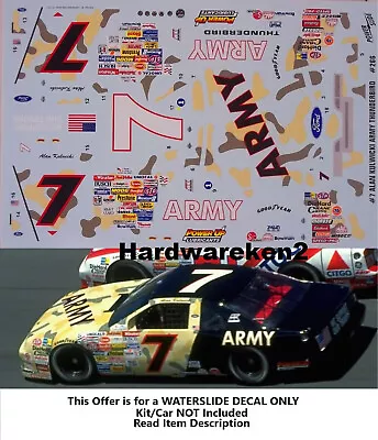 Nascar Decal # 7 Army 1991 Ford Thunderbird Alan Kulwicki - 1/24 • $20